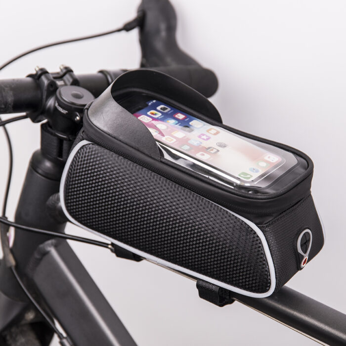 Waterproof bike frame bag with shielded phone holder Model01black