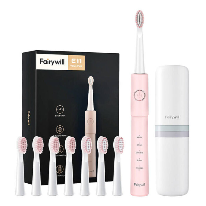 Sonic toothbrush with head set and case FairyWill FW-E11 (pink)