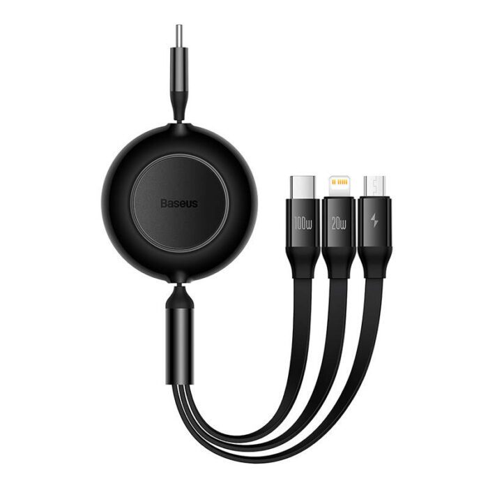 USB-C 3-in-1 cable for micro USB / USB-C / Lightning 100W / 3.5A 1.1m (Black)