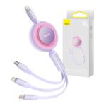 USB-C 3-in-1 cable Baseus Bright Mirror 4 for micro USB / USB-C / Lightning 100W / 3.5A 1.1m (Purple)