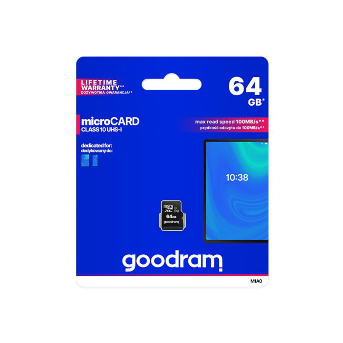 GoodRam Memory Card 256GB microSDXC kl. 10 UHS-I 100 / 10 MB/s + adapter