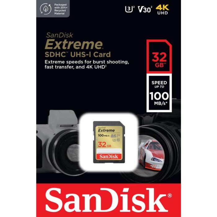 SanDisk memory card Extreme SDHC 32GB 100/60MB/s C10 V30 UHS-I U3