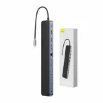Hub 12w1 Baseus EliteJoy Gen2 series USB-C do 2xHDMI+ 3xUSB 3.0+ PD+ DP+ SD/TF+ RJ45+Type-C+ 3.5mm (dark grey)