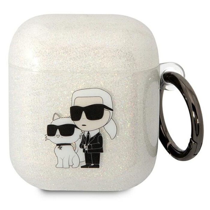 Karl Lagerfeld case for Airpods 1 / 2 KLA2HNKCTGT transparent Gliter Karl&Choupette