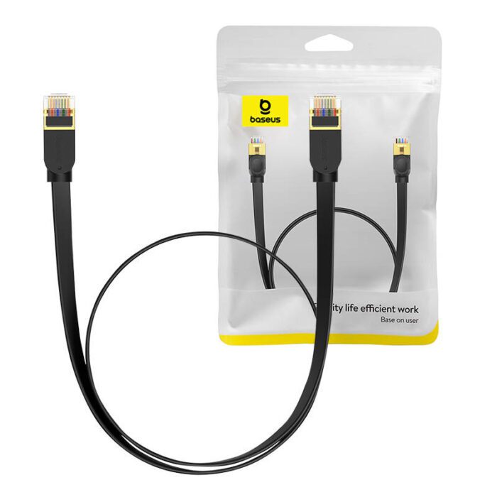 Baseus Cat 7 UTP Ethernet RJ45 Cable Flat 1 m black - Image 1