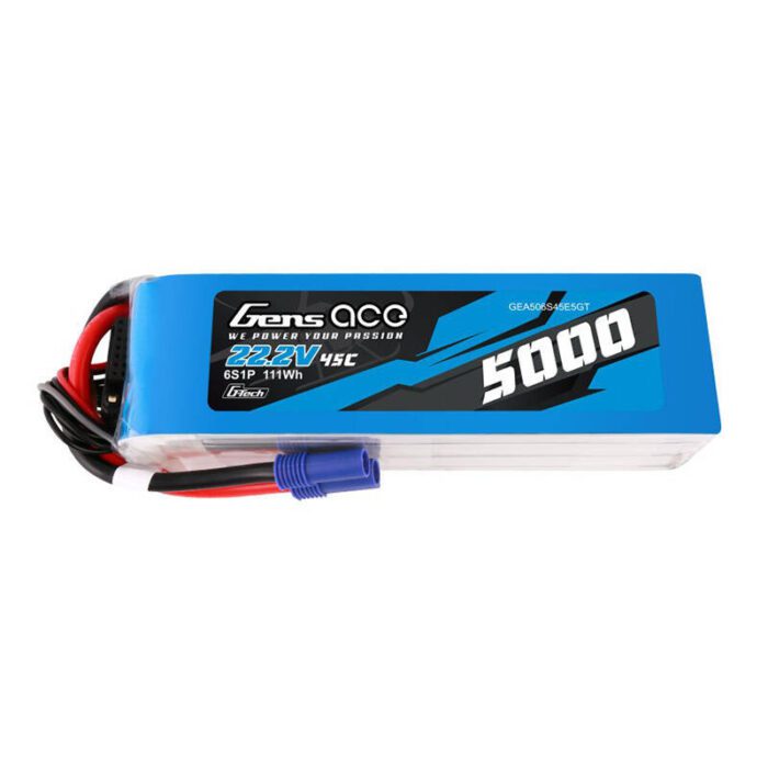 LiPo Gens ace G-Tech 5000mAh 22.2V 45C 6S1P  battery with EC5 plug