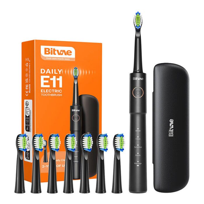 Sonic toothbrush with tip set and case Bitvae BV E11 (black)