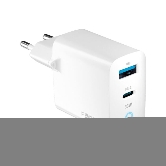 Forever TC-06-33AC GaN PD QC charger 1x USB-C 1x USB 33W white