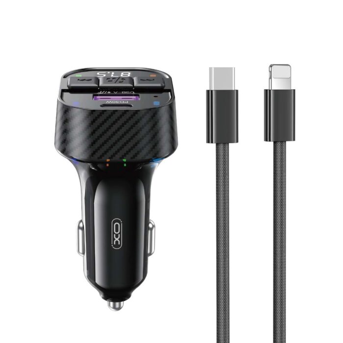 XO transmitter FM BCC17 Bluetooth MP3 car charger 30W black + cable USB-C - Lightning