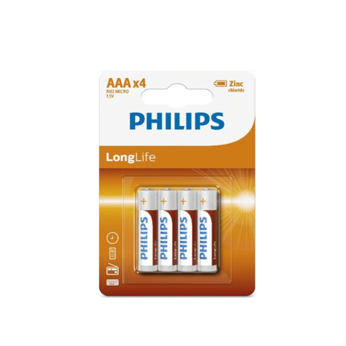 Battery PHILIPS AAA LR03 LONGLIFE 4pcs Blister