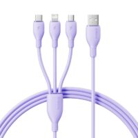 Baseus Ultra-Fast One-for-Three Fast Charging Cable USB-A to M+L+C 3.5A 1.3m Nebula Purple