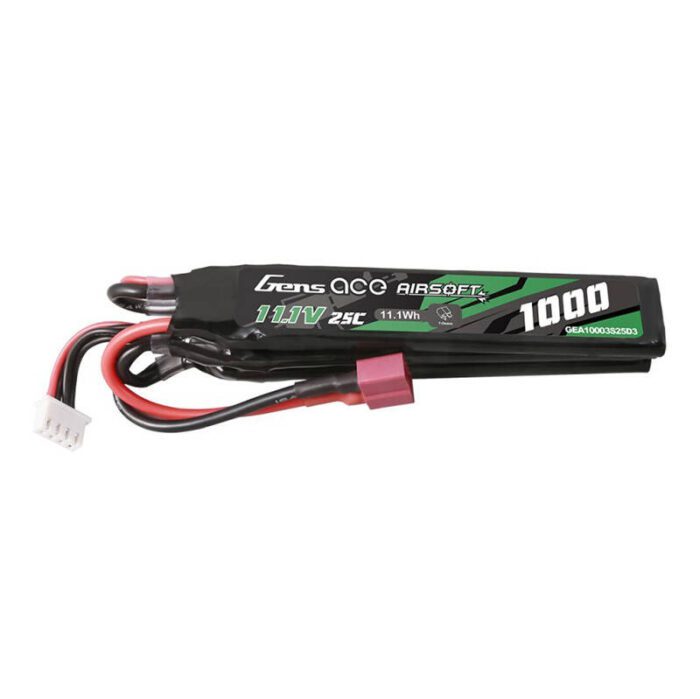 Gens ace 25C 1000mAh 3S1P 11.1V Nunchuck 3X Airsoft Gun Lipo Battery with T Plug