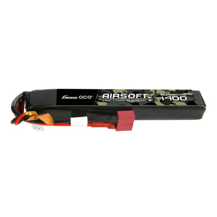 Gens ace 25C 1400mAh 2S1P 7.4V Airsoft Gun Lipo Battery with T Plug