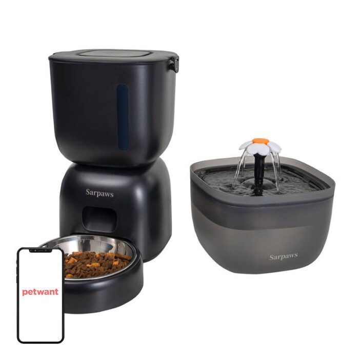 3L Automatic pet feeder+2L pet water fountain Petwant FW1-L(BAS)