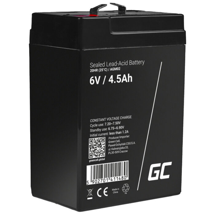 Maintenance-free AGM VRLA Battery Green Cell AGM02 6V 4.5Ah (for alarm system