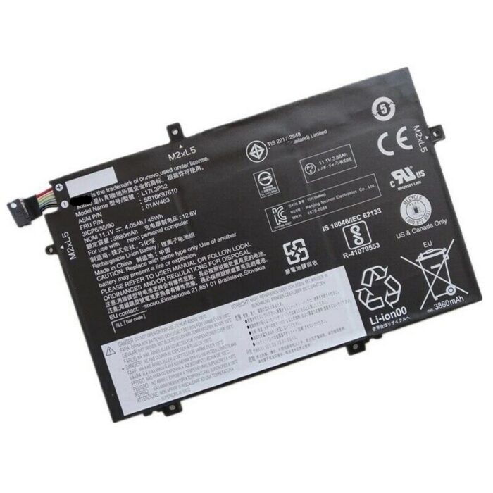 Notebook battery for Lenovo ThinkPad L480 L490 L590 L14 Gen 1 L15 Gen 1 11.1V 45Wh 4100mAh 3Cell 01AV463