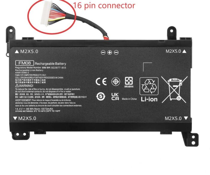 Notebook battery for HP Omen 17-an FM08 14.8V 4400mAh 16-pin connector