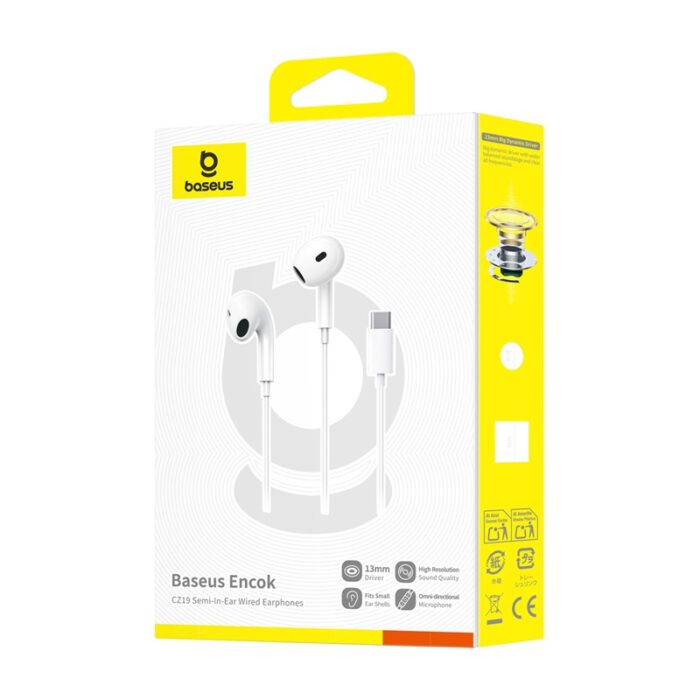 Baseus Encok CZ19 Wired In-Ear Headphones White - Image 6