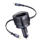 Baseus Enjoyment Max car charger with USB-C+Lightning cables 60W Black