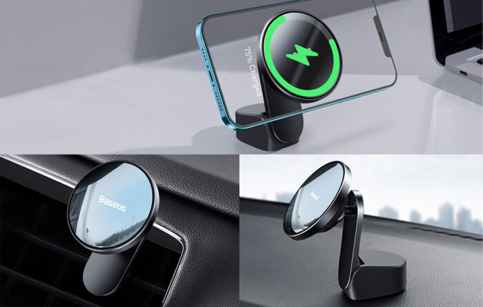 Baseus Big Energy car mount with wireless charger 15W for Iphone 12 / Iphone 13 (Black) - Image 10