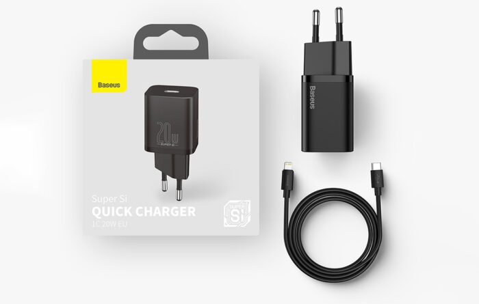 Baseus Super Si Quick Charger 1C 20W with USB-C cable for Lightning 1m (black) - Image 8