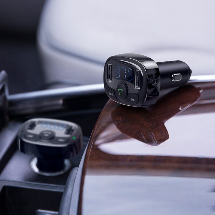 Baseus FM Transmitter T typed Bluetooth 2xUSB microSD (Black) - Image 7