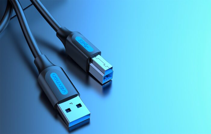 USB 3.0 A to B print cable Vention COOBI 2A 3m Black PVC - Image 2