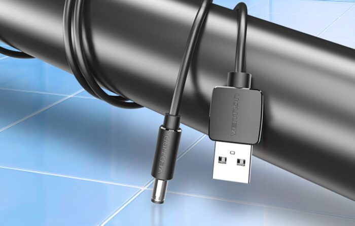 Power Cable USB 2.0 to DC 5.5mm Barrel Jack 5V Vention CEYBG 1,5m (black) - Image 5