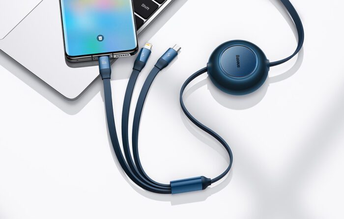 Baseus Bright Mirror 3, USB 3-in-1 cable for micro USB / USB-C / Lightning 66W / 2A 1.1m (Blue) - Image 10