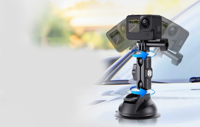 TELESIN Universal Suction Cup Holder with phone holder and action camera mounting TE-SUC-012 - Image 6