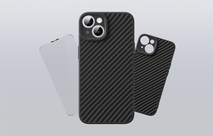Case Baseus Synthetic Fiber iPhone 15 Plus + tempered glass - Image 7