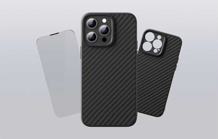 Case Baseus Synthetic Fiber iPhone 15 Pro + tempered glass - Image 8