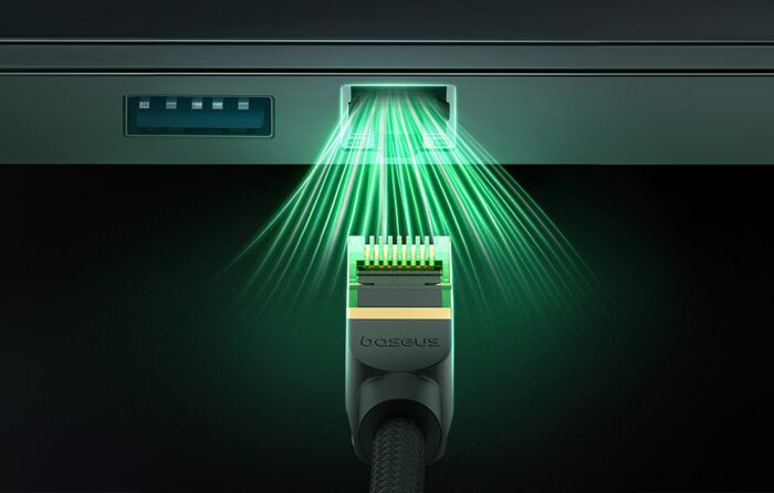 Braided network cable cat.8 Baseus Ethernet RJ45, 40Gbps, 1m (black) - Image 9
