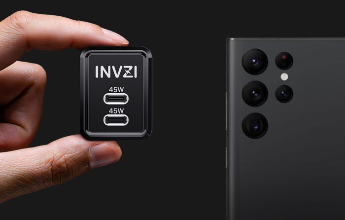 Wall charger INVZI GaN 2x USB-C, 45W, EU (black) - Image 9