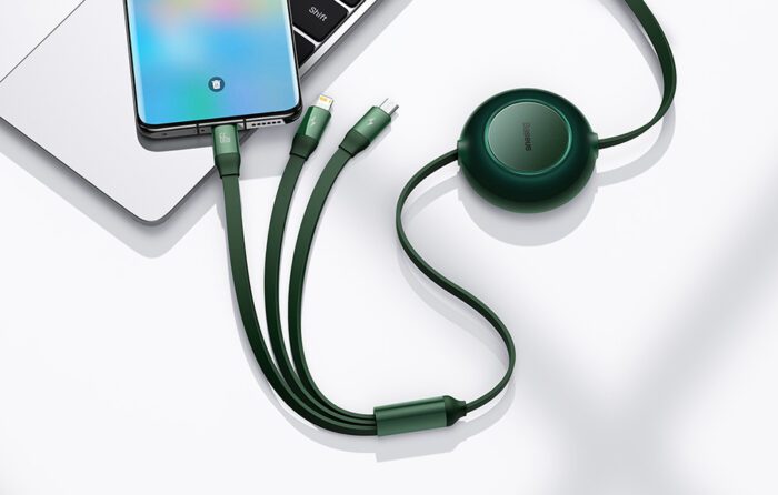 Baseus Bright Mirror 3, USB 3-in-1 cable for micro USB / USB-C / Lightning 66W / 2A 1.1m (Green) - Image 10