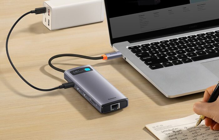 Hub 9in1 Baseus Metal Gleam Series, USB-C to 2x USB 3.0 + 2x HDMI + USB 2.0 + USB-C PD + Ethernet RJ45 + microSD/SD - Image 12