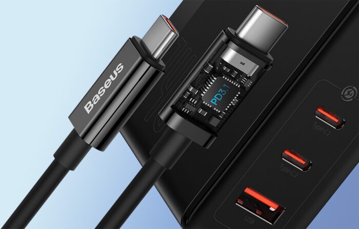 Wall charger Baseus GaN5 Pro 2xUSB-C + USB, 140W (black) - Image 8