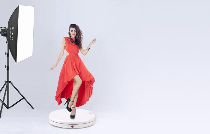 Rotating display stand Puluz with power socket 45 cm (white) - Image 3