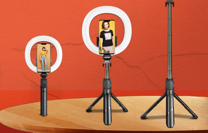 Selfie stick/ tripod Puluz with LED light ring - Image 5