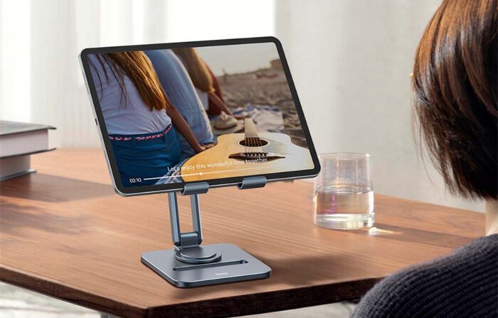 Desktop Biaxial Foldable Metal Stand Baseus (for Tablets) Space Grey - Image 10