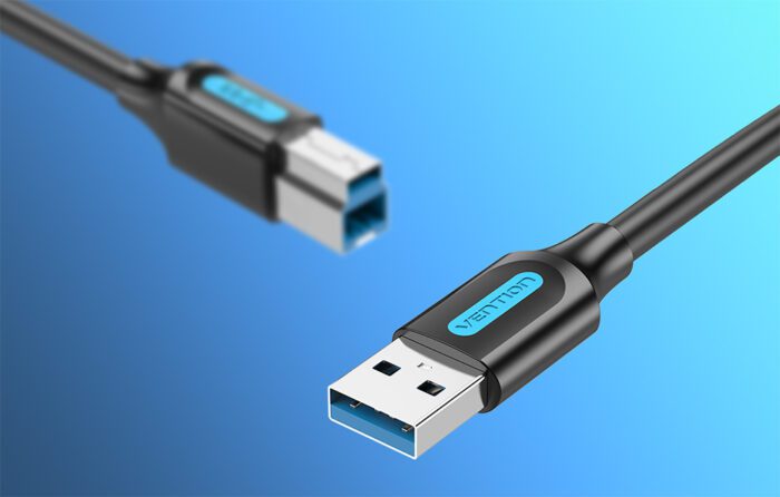 USB 3.0 A to B print cable Vention COOBI 2A 3m Black PVC - Image 4