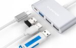 Lention 4in1 Hub USB-C to USB 3.0 + 2x USB 2.0 + USB-C (silver) - Image 4