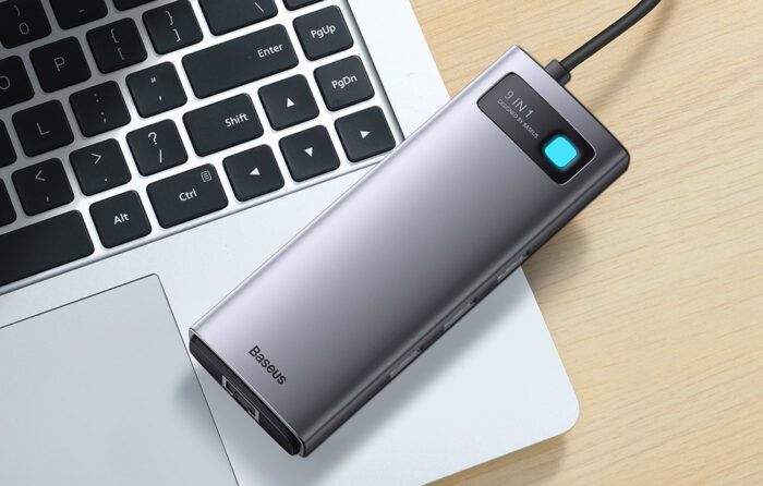 Hub 9in1 Baseus Metal Gleam Series, USB-C to 2x USB 3.0 + 2x HDMI + USB 2.0 + USB-C PD + Ethernet RJ45 + microSD/SD - Image 9