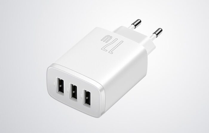 Baseus Compact Quick Charger, 3x USB, 17W (White) - Image 10