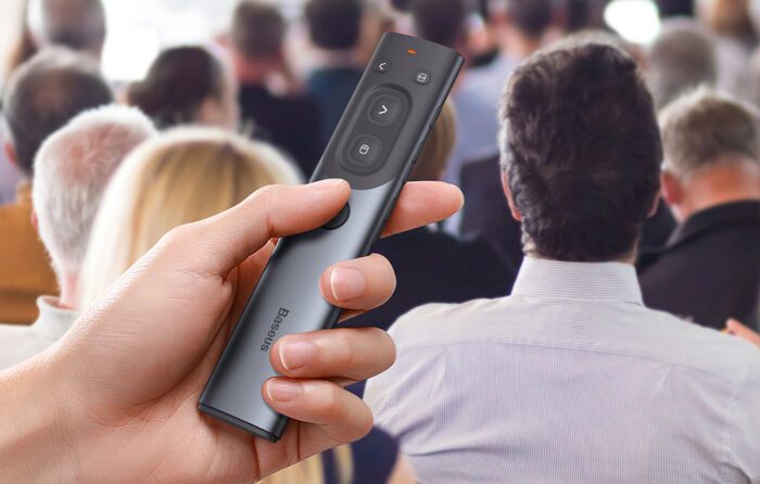 Baseus Orange Dot Multifunctional remote control for presentation, with a red laser pointer - gray - Image 8