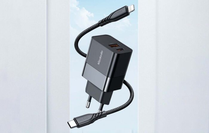 Wall charger Mcdodo CH-1952 USB + USB-C, 20W + USB-C to Lightning cable (black) - Image 3