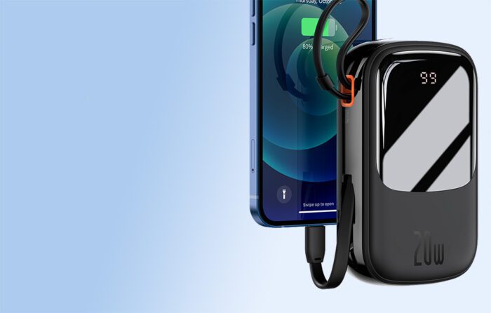 Powerbank Baseus Qpow PRO with Lightning cable, USB-C port and USB 20000mAh, 20W (Black) - Image 10