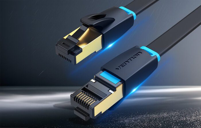 Flat Network Cable CAT8 U/FTP Vention IKCBG RJ45 Ethernet 40Gpbs 1m (Black) - Image 2