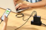Wall charger Baseus GaN USB-C + USB, 100W + 1m cable (black) - Image 9