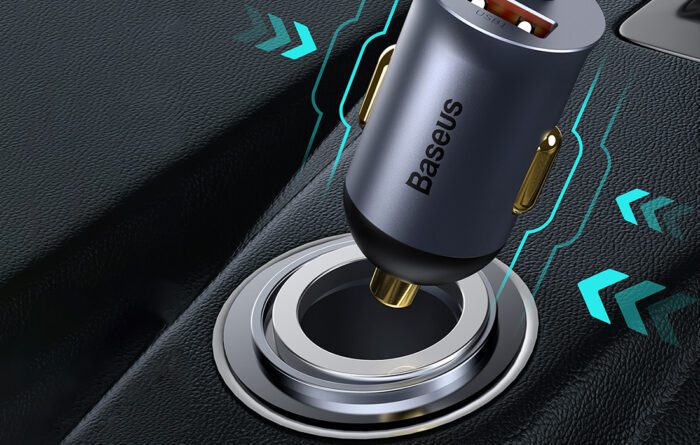 Car charger Baseus Share Together with extension cord, 3x USB, USB-C, 120W (grey) - Image 13